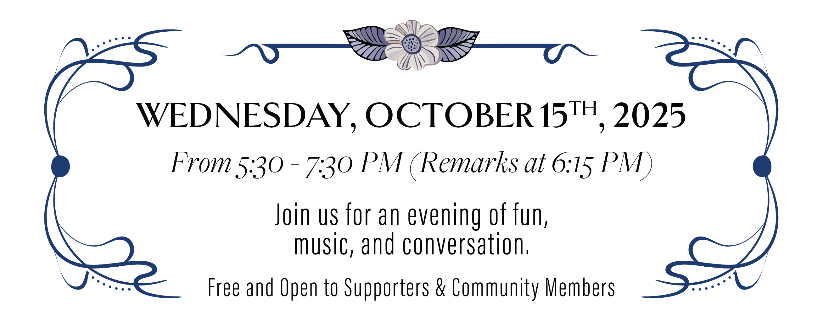 Save The Date - A Peaceful Evening Event Wednesday, October 15, 2025 from 5:30-7:30 PM (Remarks at 6:15 PM). A Better Way located at 220 S. Walnut Street, Muncie, IN 47305. Join us for an evening of fun, music, and conversation.